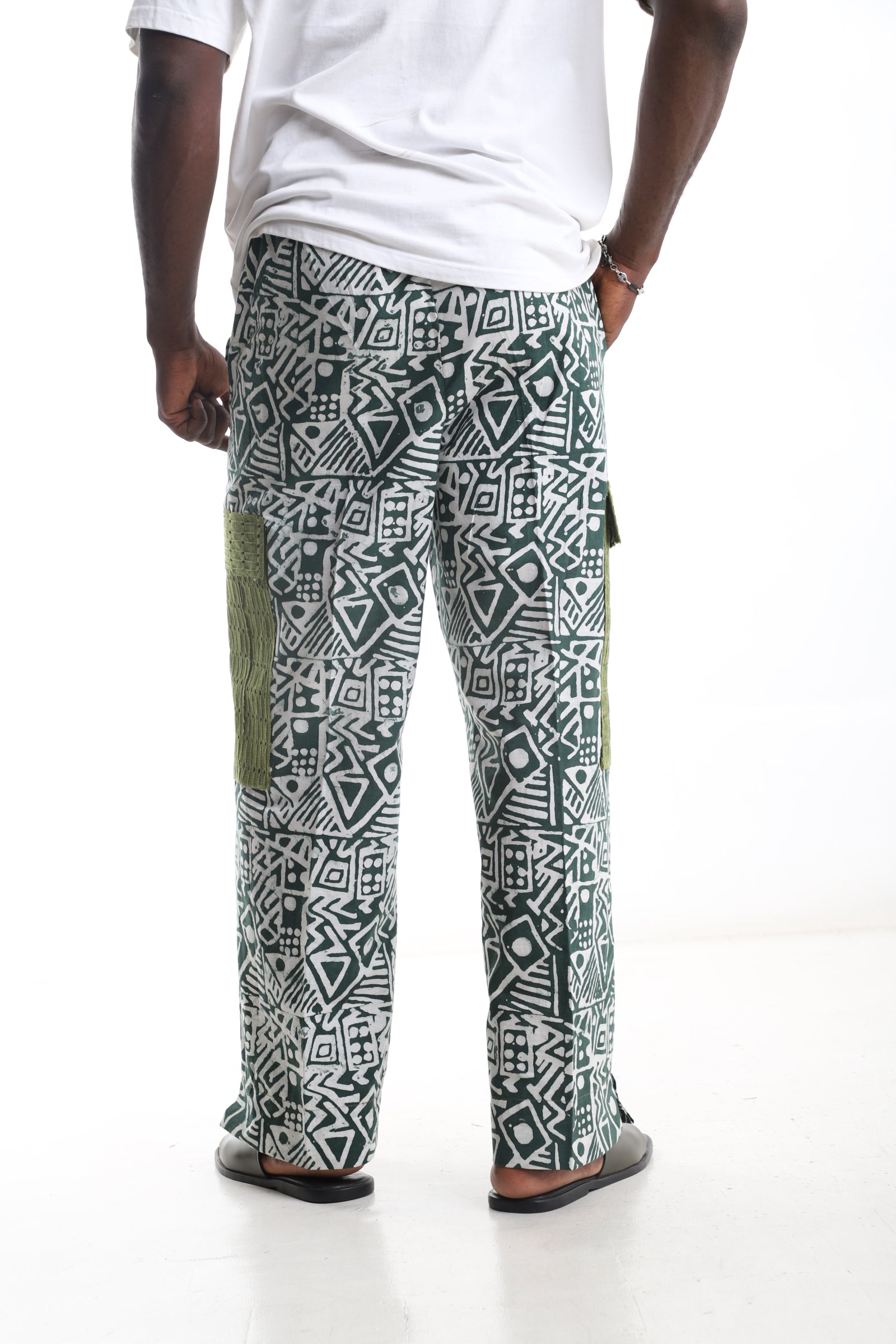 Green Adire Cargo Pants