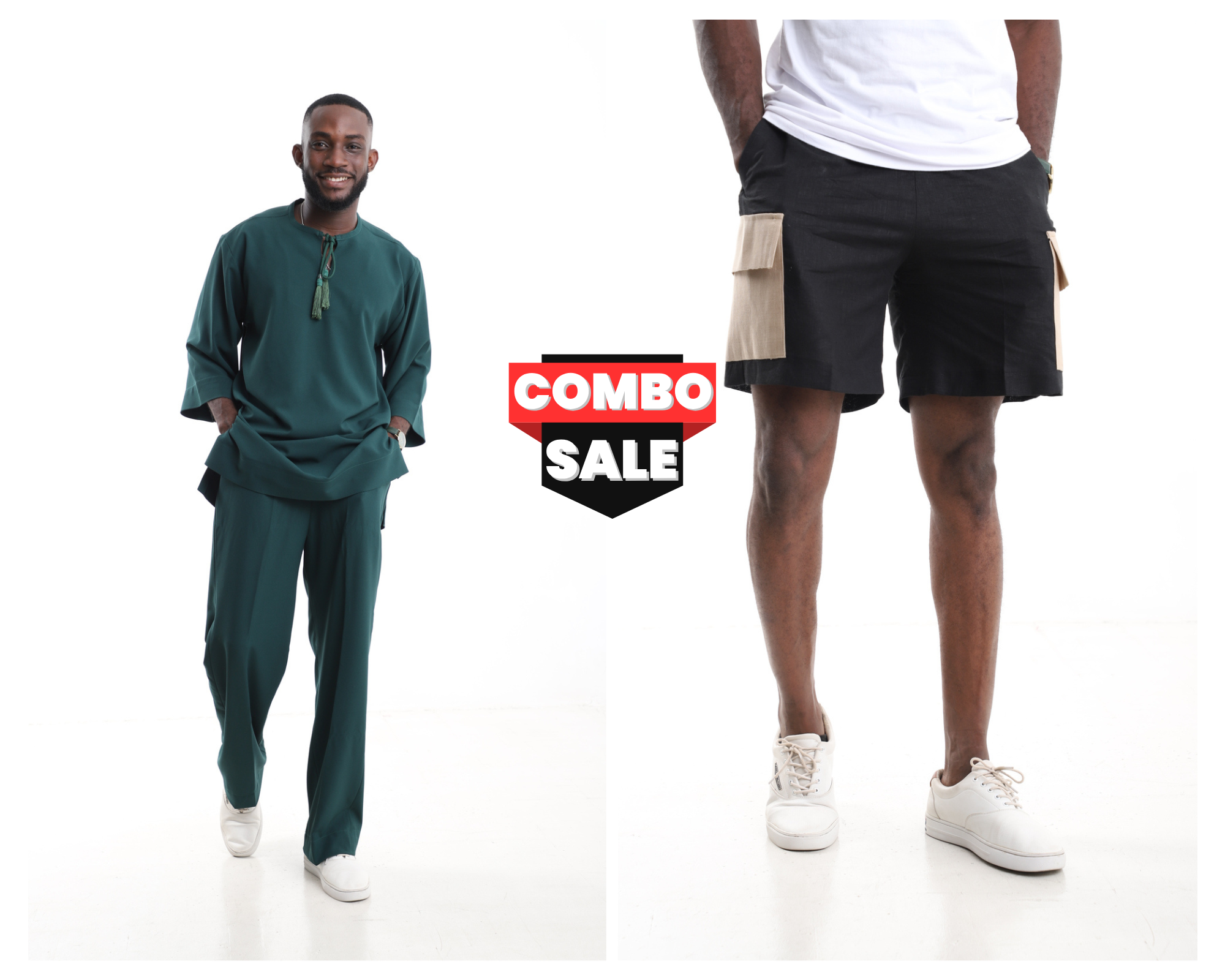 Men’s Emerald Co-Ord & Cargo Shorts Combo