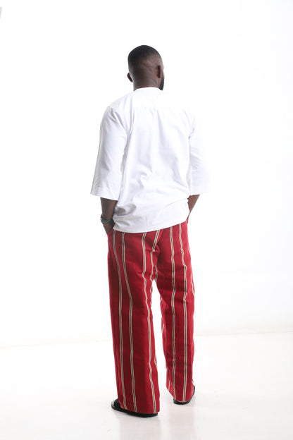 Aso-Oke Pant + White Tunic Top set