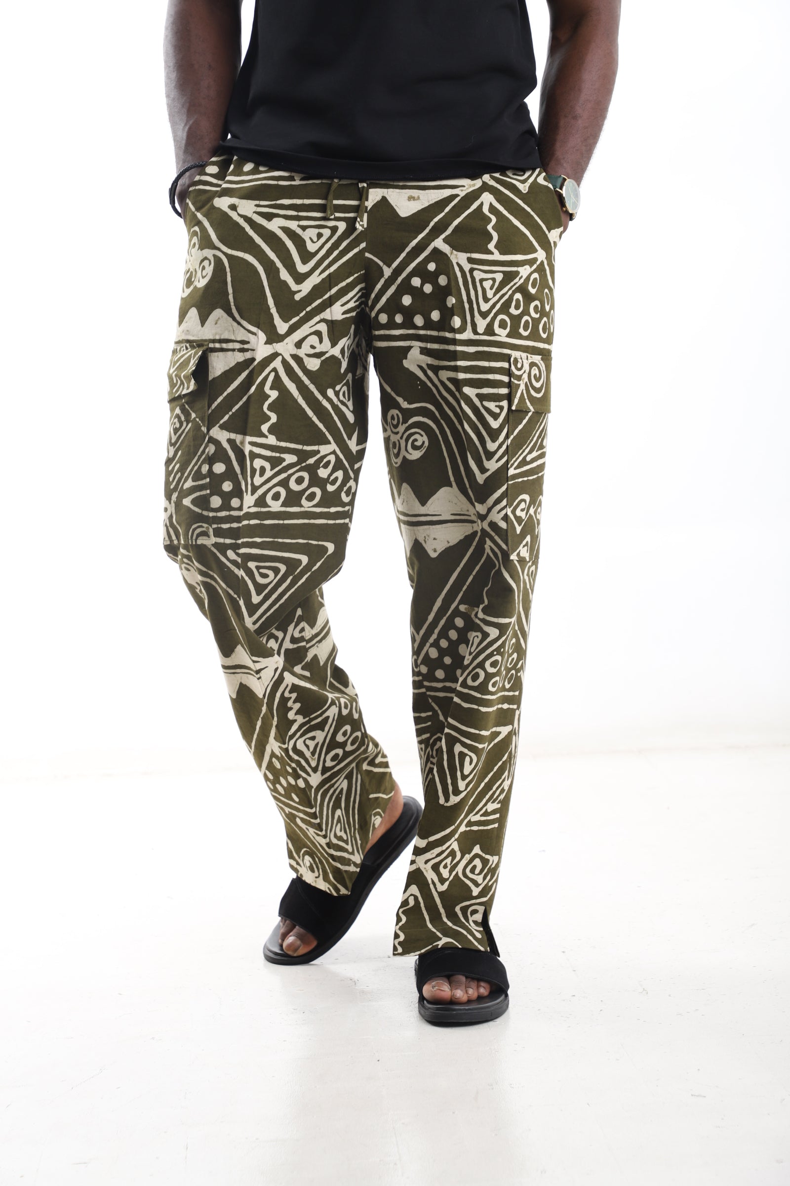 Adire Print Wide-Leg Pants