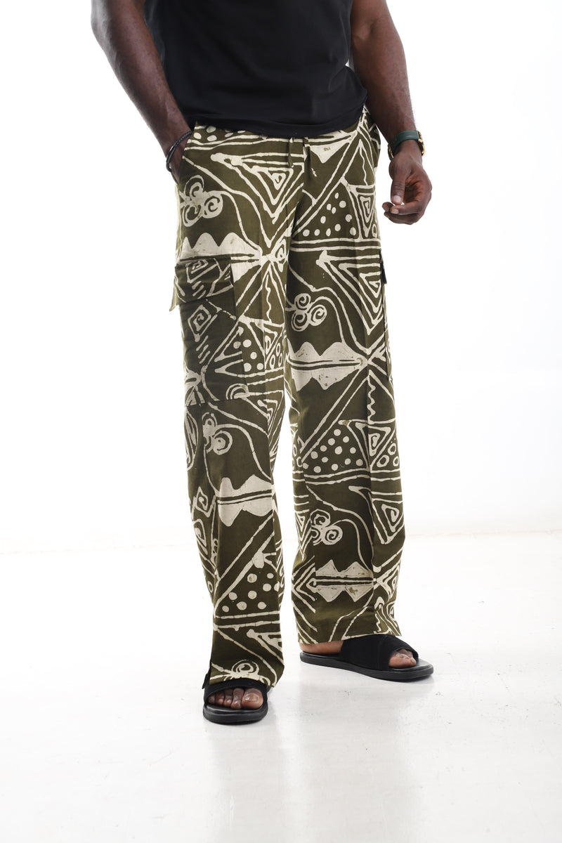Adire Print Wide-Leg Pants