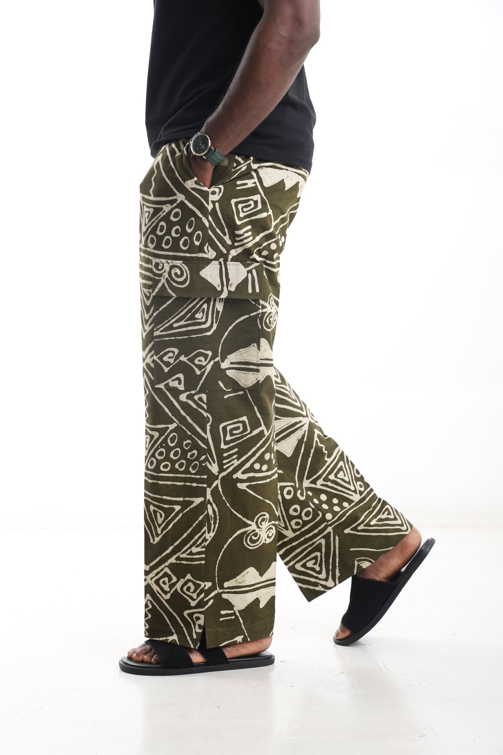 Adire Print Wide-Leg Pants