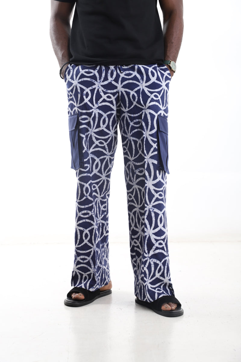 Hand-Dyed Adire Cargo Pants