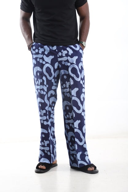 Hand-Dyed Adire Pantsndigo Patterned Statement Trousers