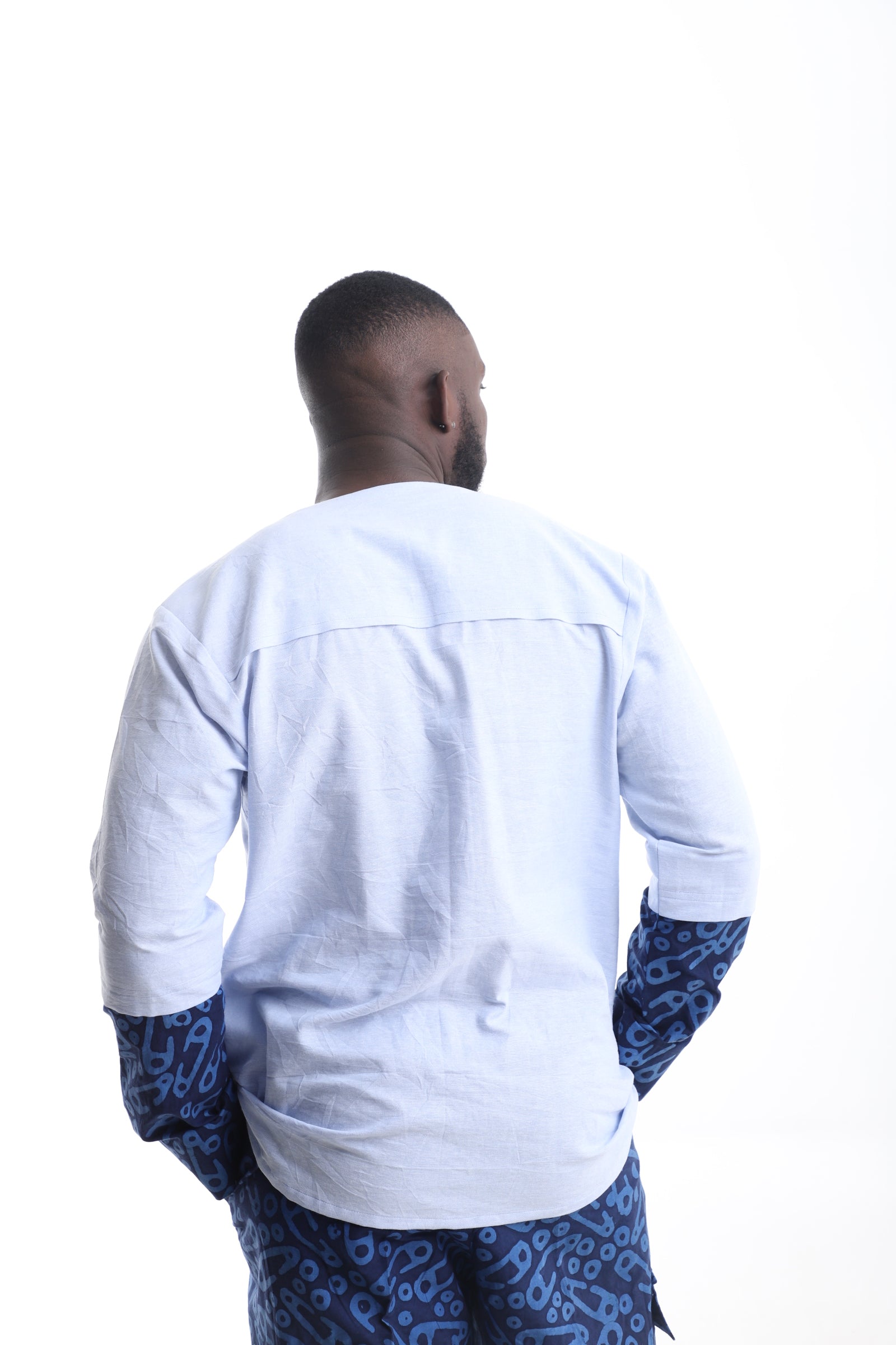 Adire &amp; Linen Contrast Tunic Set