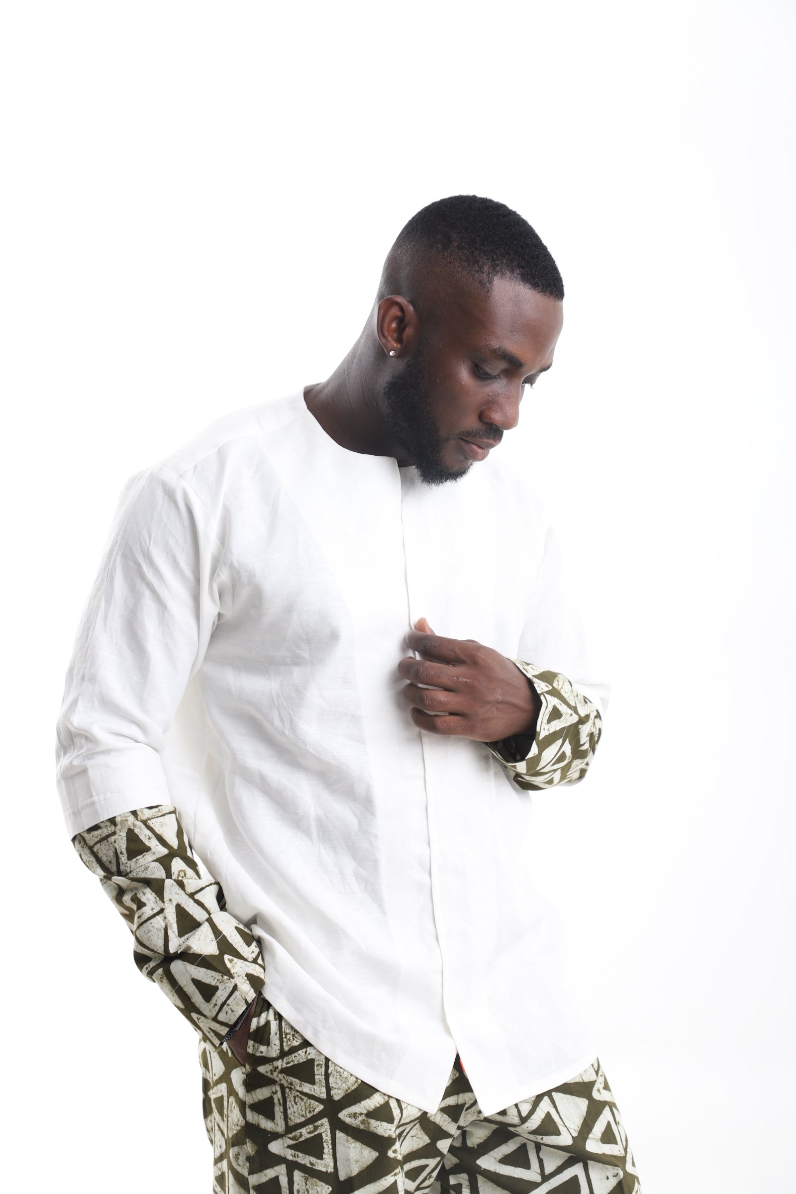 Linen Shirt with Adire Detail