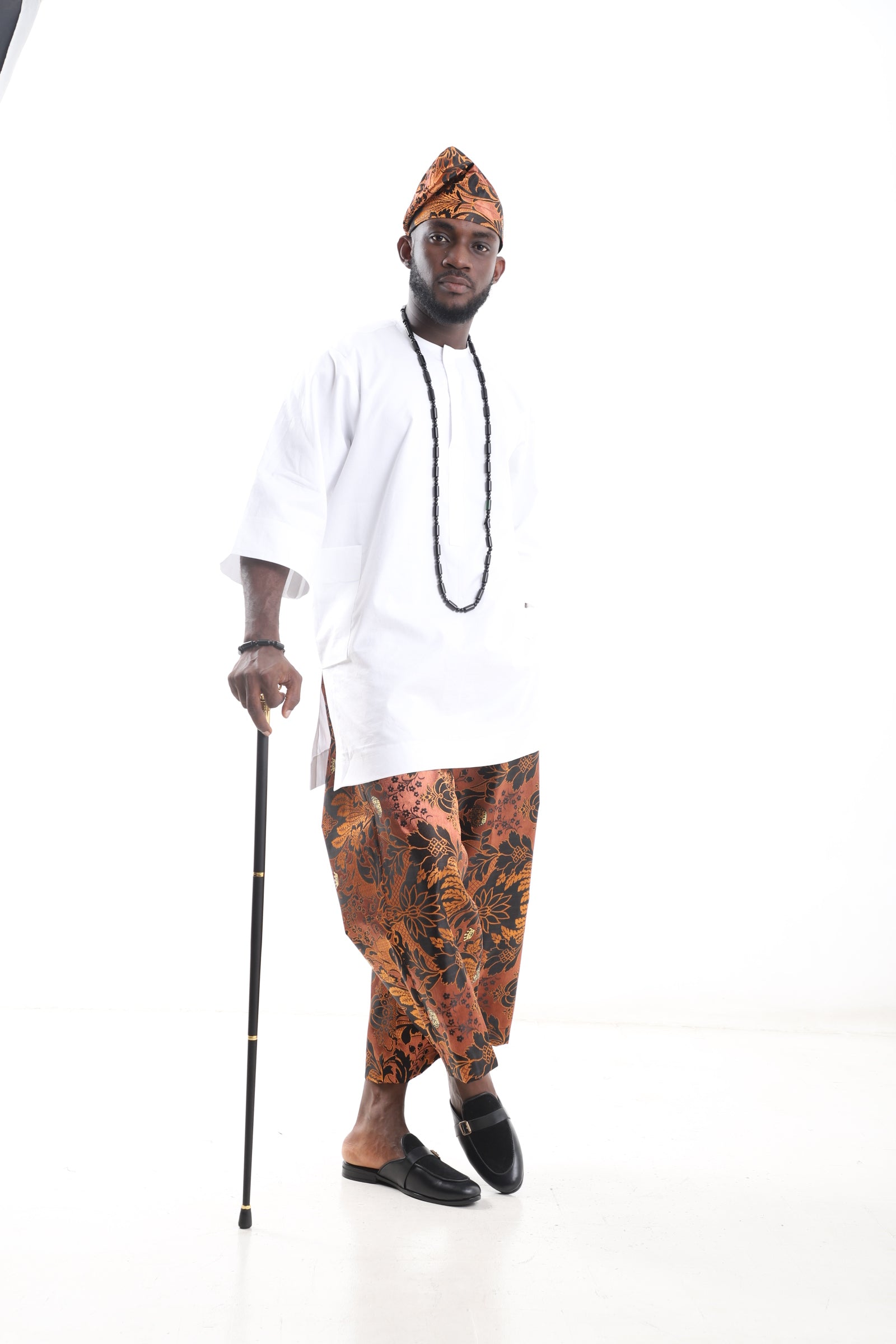 Damask Pants &amp; White Tunic Set