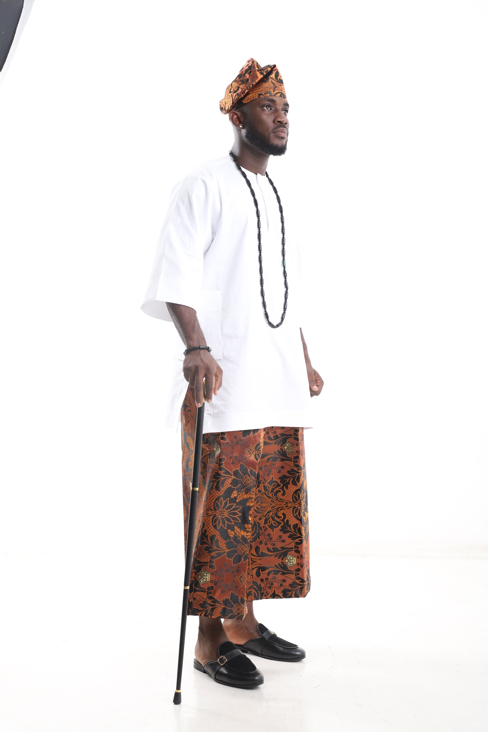 Damask Pants &amp; White Tunic Set