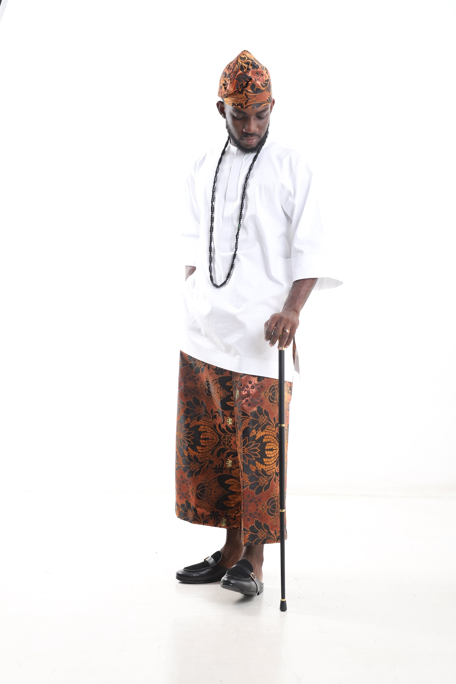 Damask Pants &amp; White Tunic Set