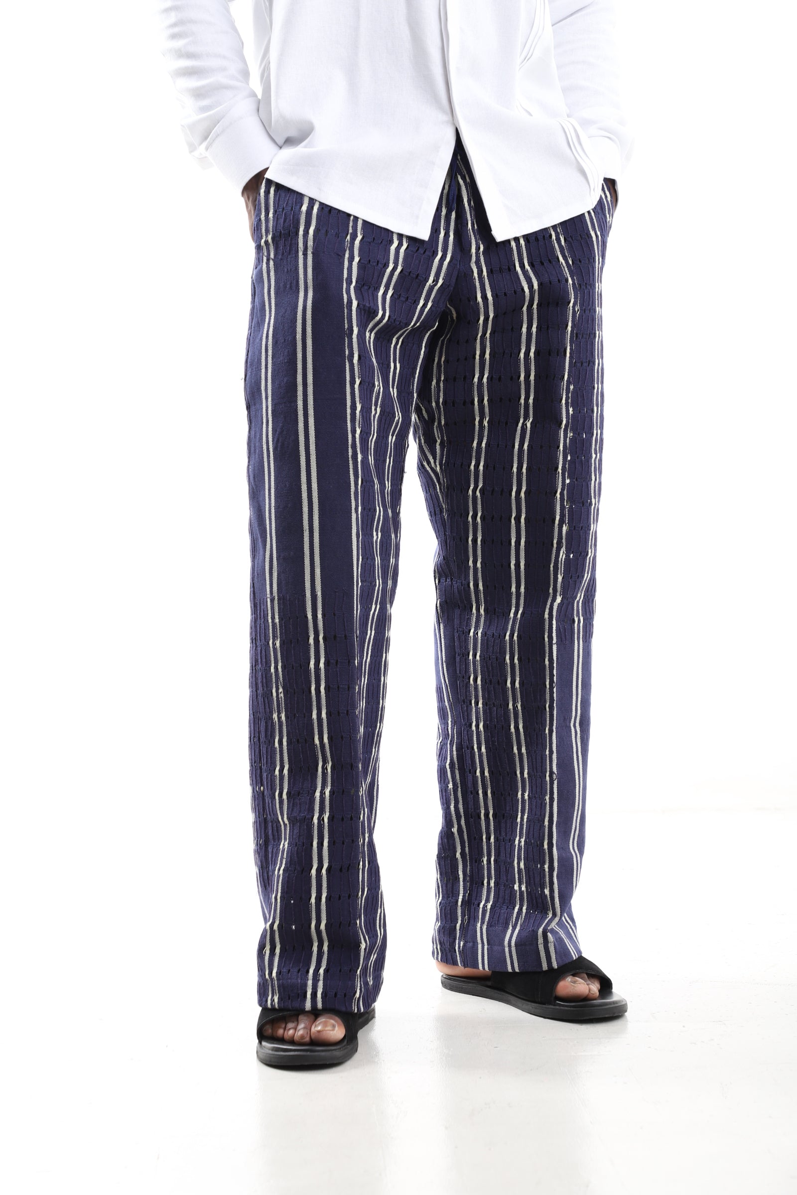 Navy Striped Aso-Oke Pants