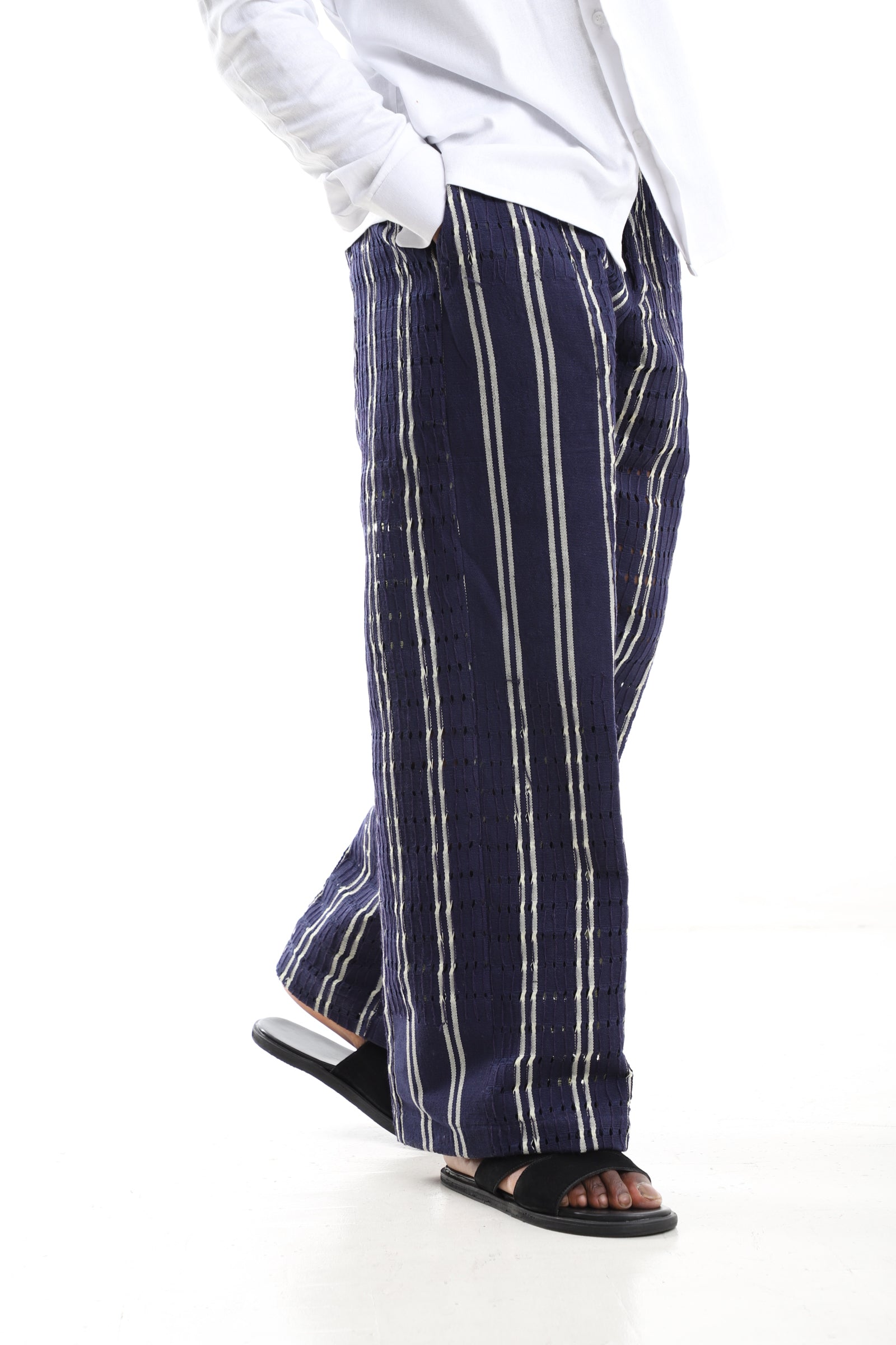 Navy Striped Aso-Oke Pants