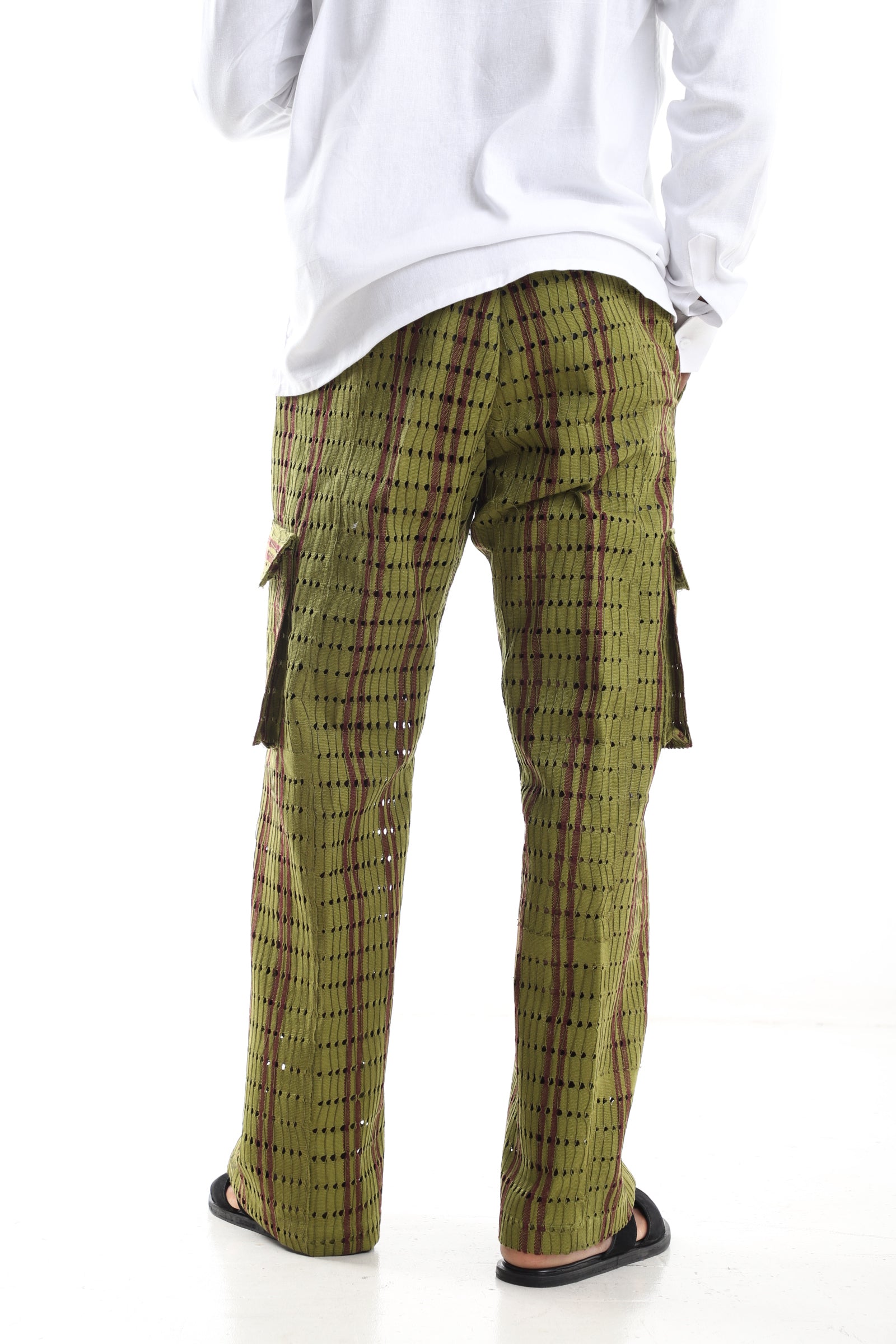 Olive Aso-Oke Cargo Pants