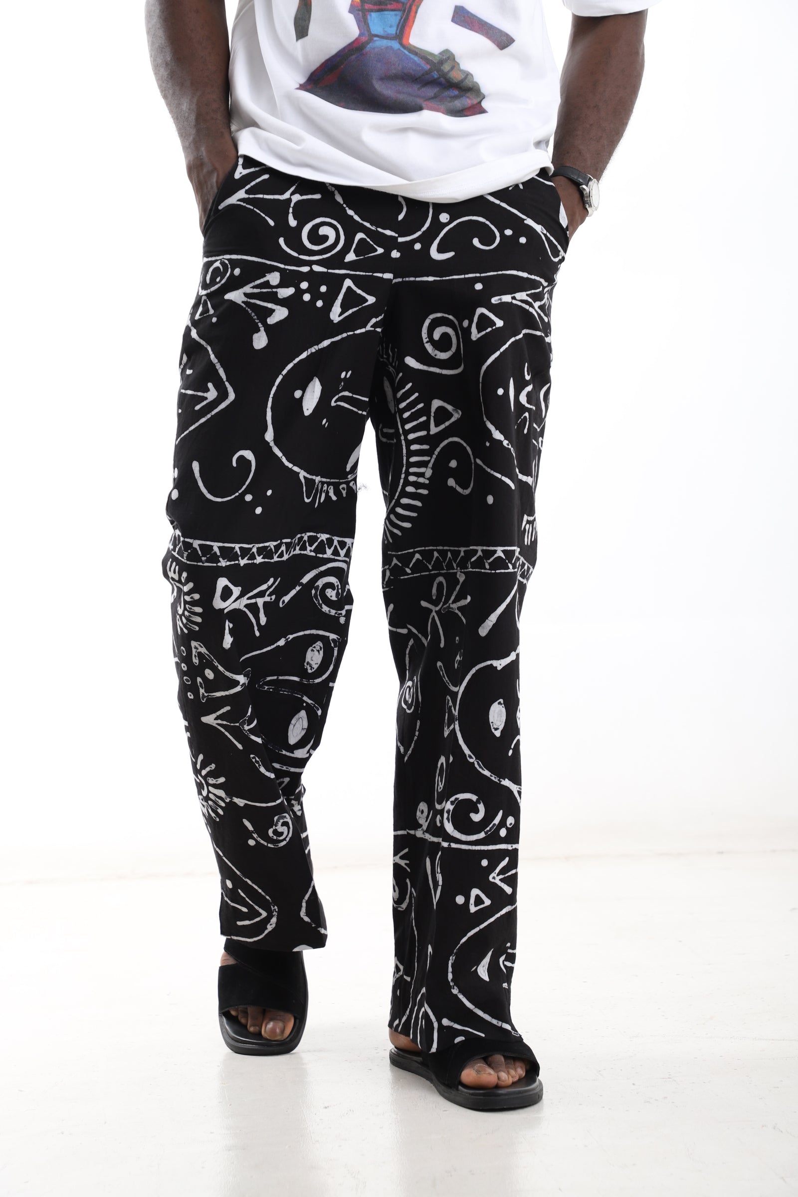 Black & White Adire Statement Pants