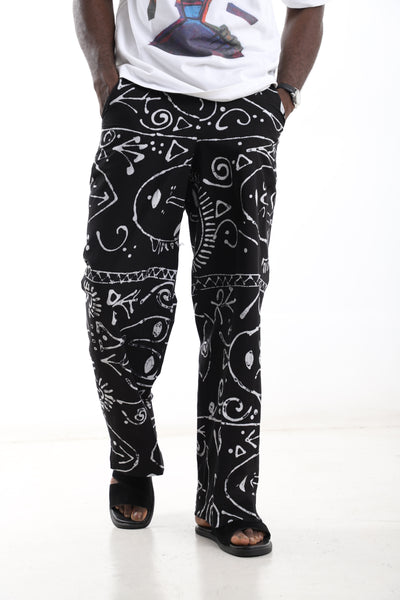 Black & White Adire Statement Pants