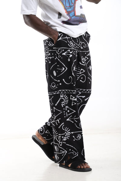 Black & White Adire Statement Pants