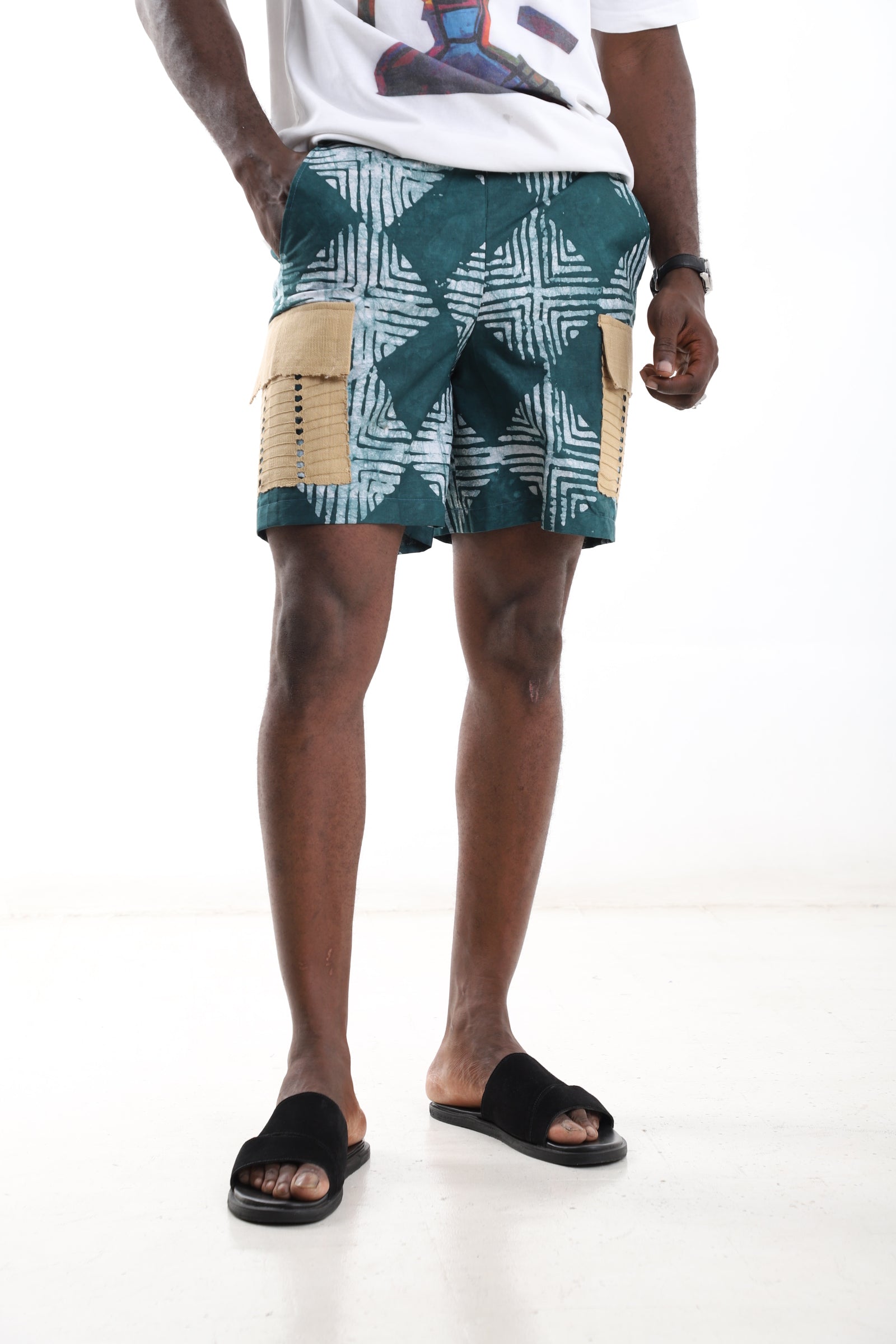 Adire Cargo Shorts – Contemporary African Print Men’s Shorts