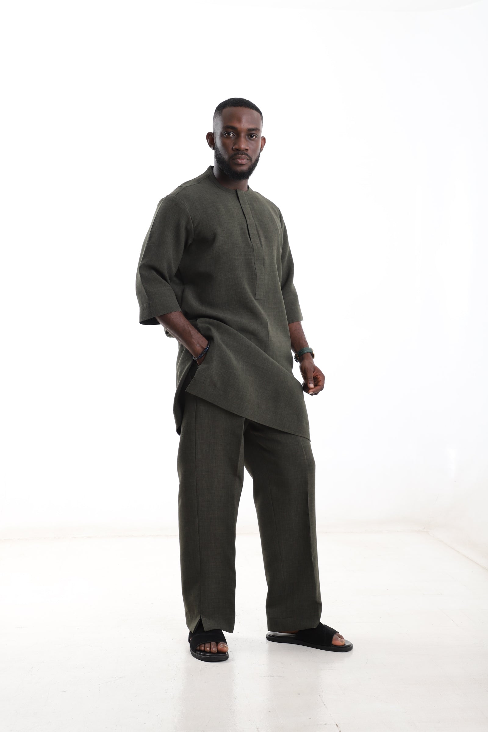 Olive Green Senator Wear for Men – Modern Nigerian Traditional Outfit