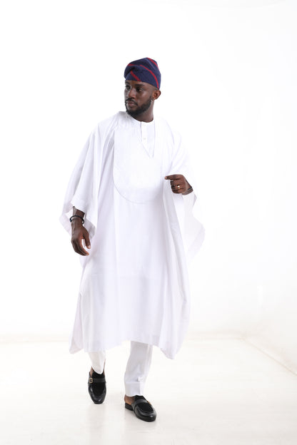 Classic White Agbada Set for Men – Luxury Nigerian Traditional Attire
