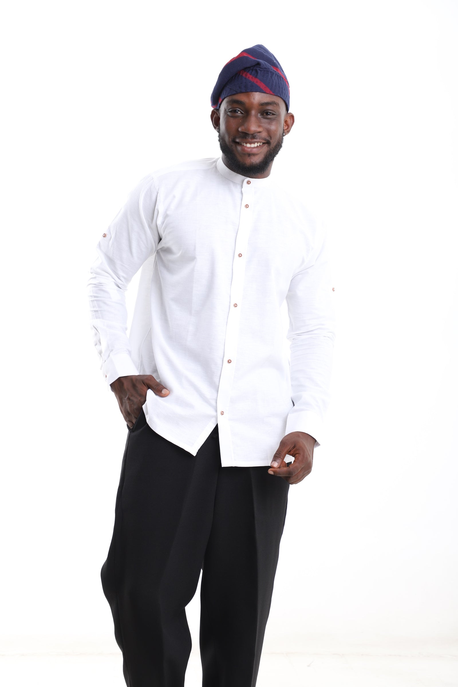 Premium White Linen Shirt for Men – Modern Mandarin Collar Design