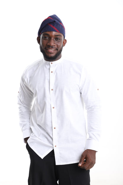 Premium White Linen Shirt for Men – Modern Mandarin Collar Design