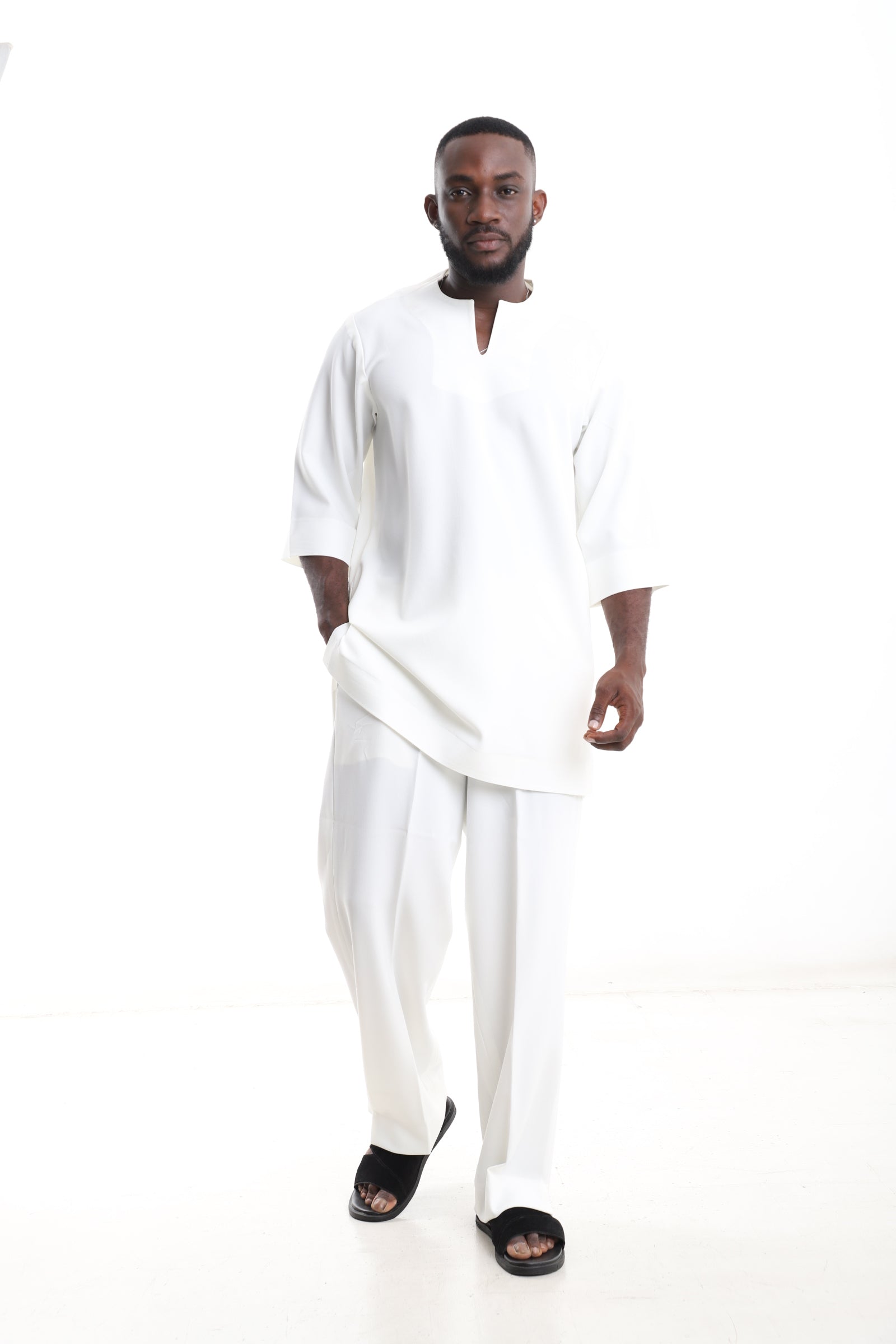 Ivory Minimalist Kaftan Set