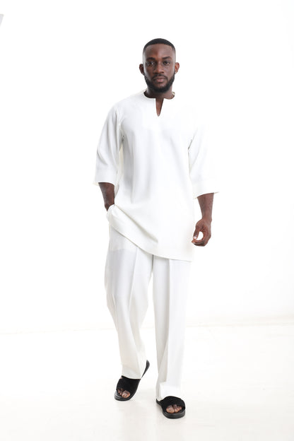 Ivory Minimalist Kaftan Set