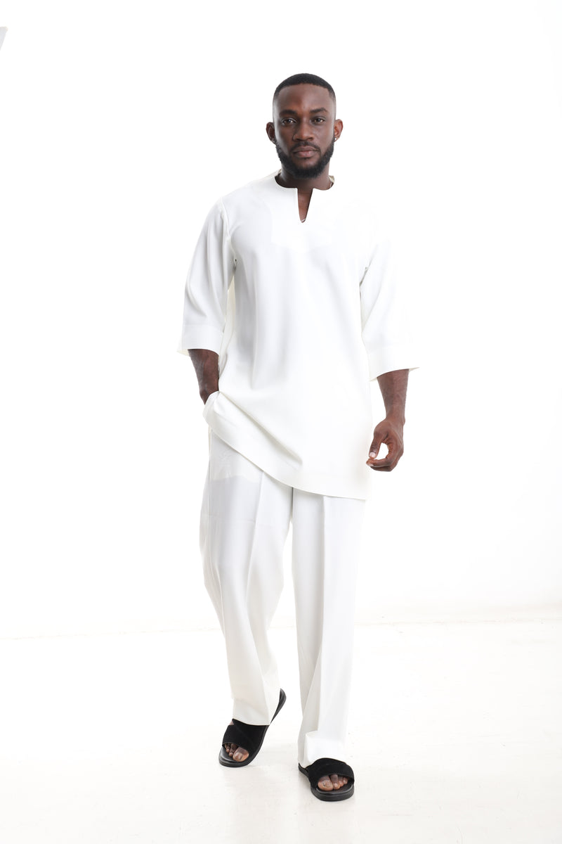Ivory Minimalist Kaftan Set