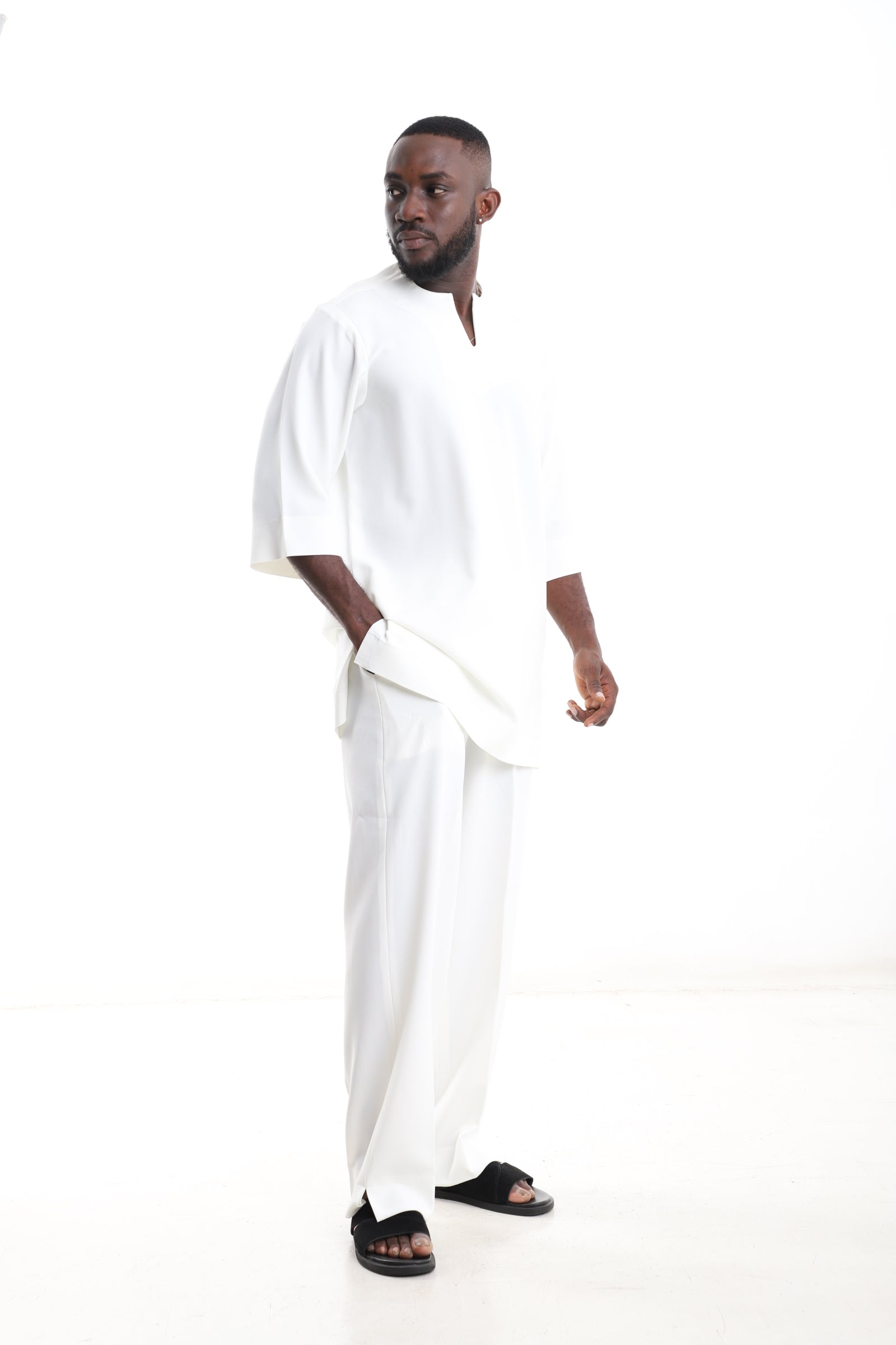 Ivory Minimalist Kaftan Set