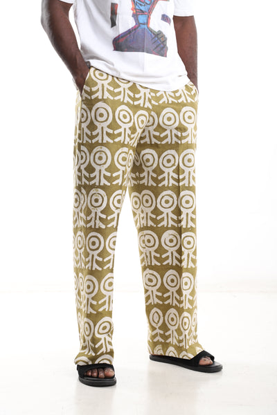 Motif Adire Trousers – Olive &amp; Earth