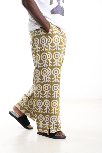 Motif Adire Trousers – Olive &amp; Earth
