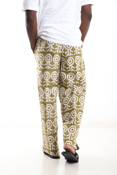 Motif Adire Trousers – Olive &amp; Earth