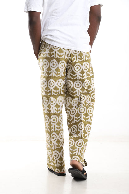 Motif Adire Trousers – Olive &amp; Earth