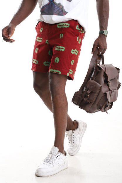 The Crimson Torsion | Hand-Dyed Adire Tailored Shorts
