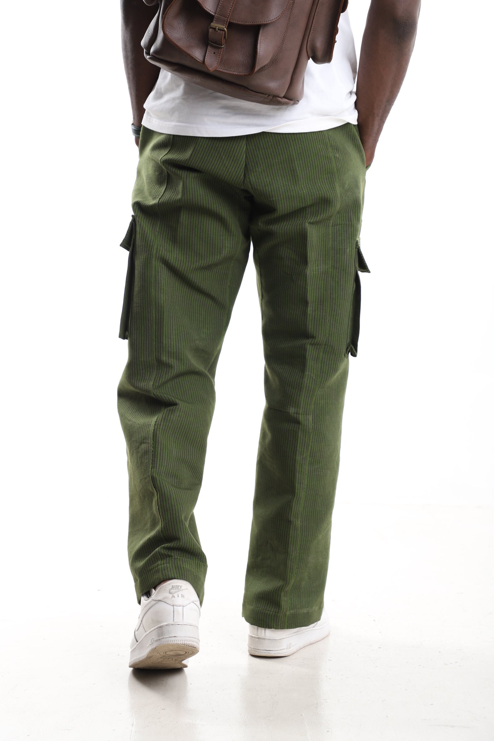 The Olive Monolith | Premium Hand-Loomed Aso Oke Cargo Trousers