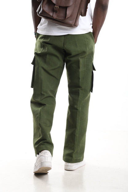 The Olive Monolith | Premium Hand-Loomed Aso Oke Cargo Trousers