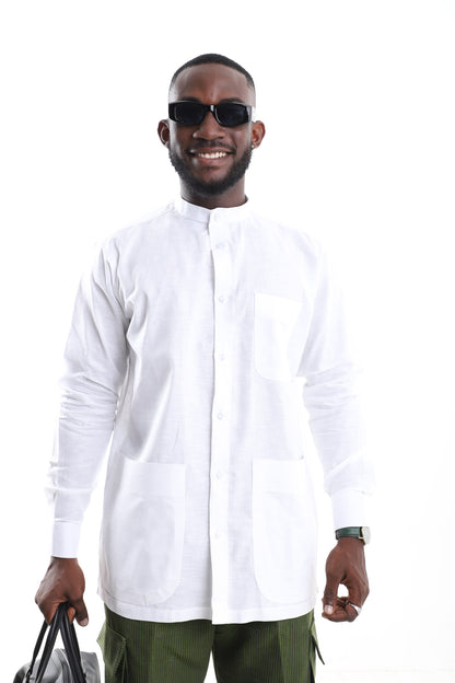 Premium Long-Sleeve Utility Linen Shirt