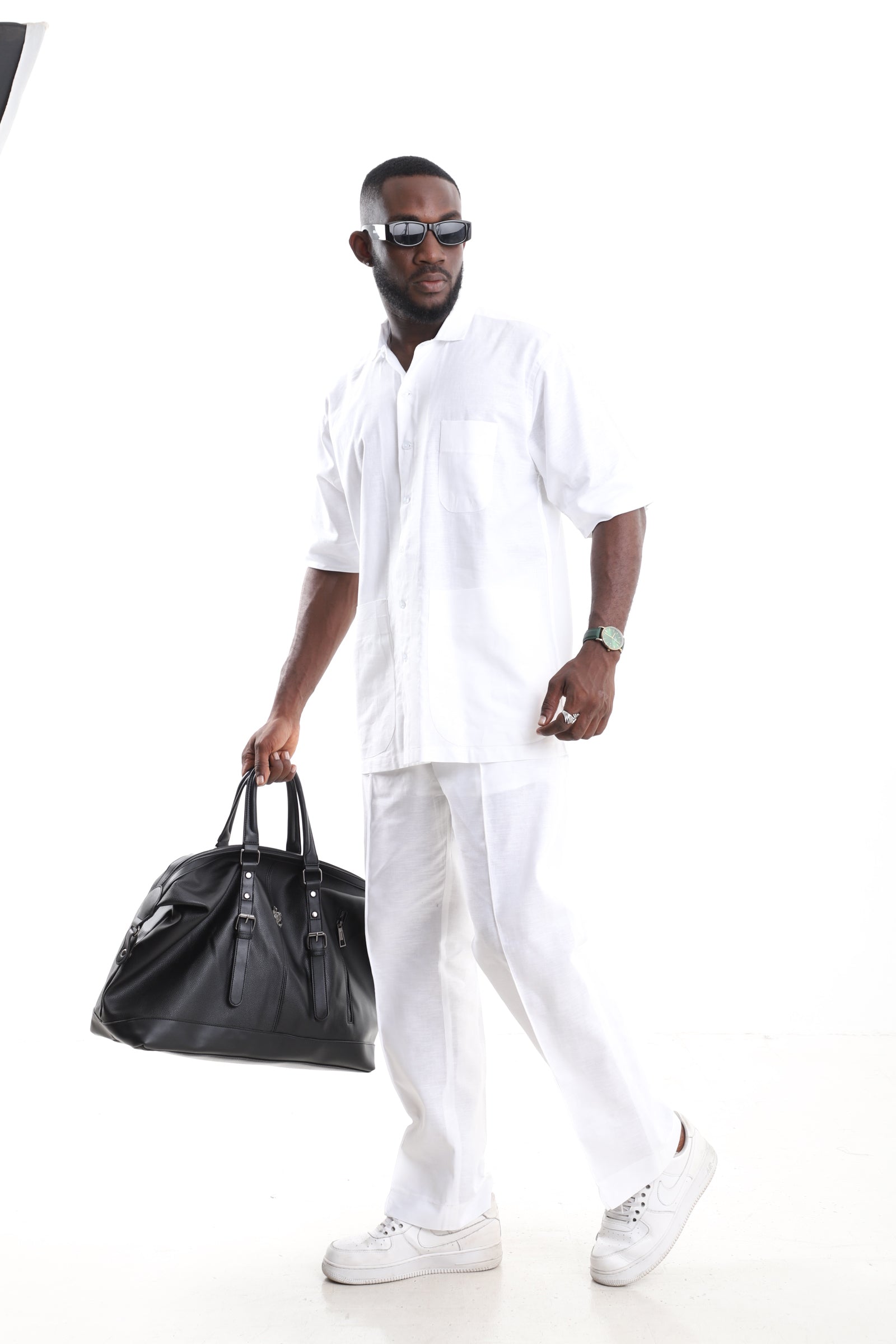 Premium White Linen Tunic &amp; Trouser Set