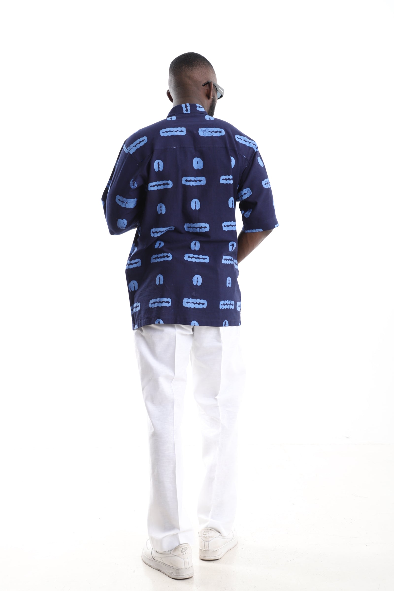 Hand-Dyed Adire Shirt &amp; Tailored Linen Trousers