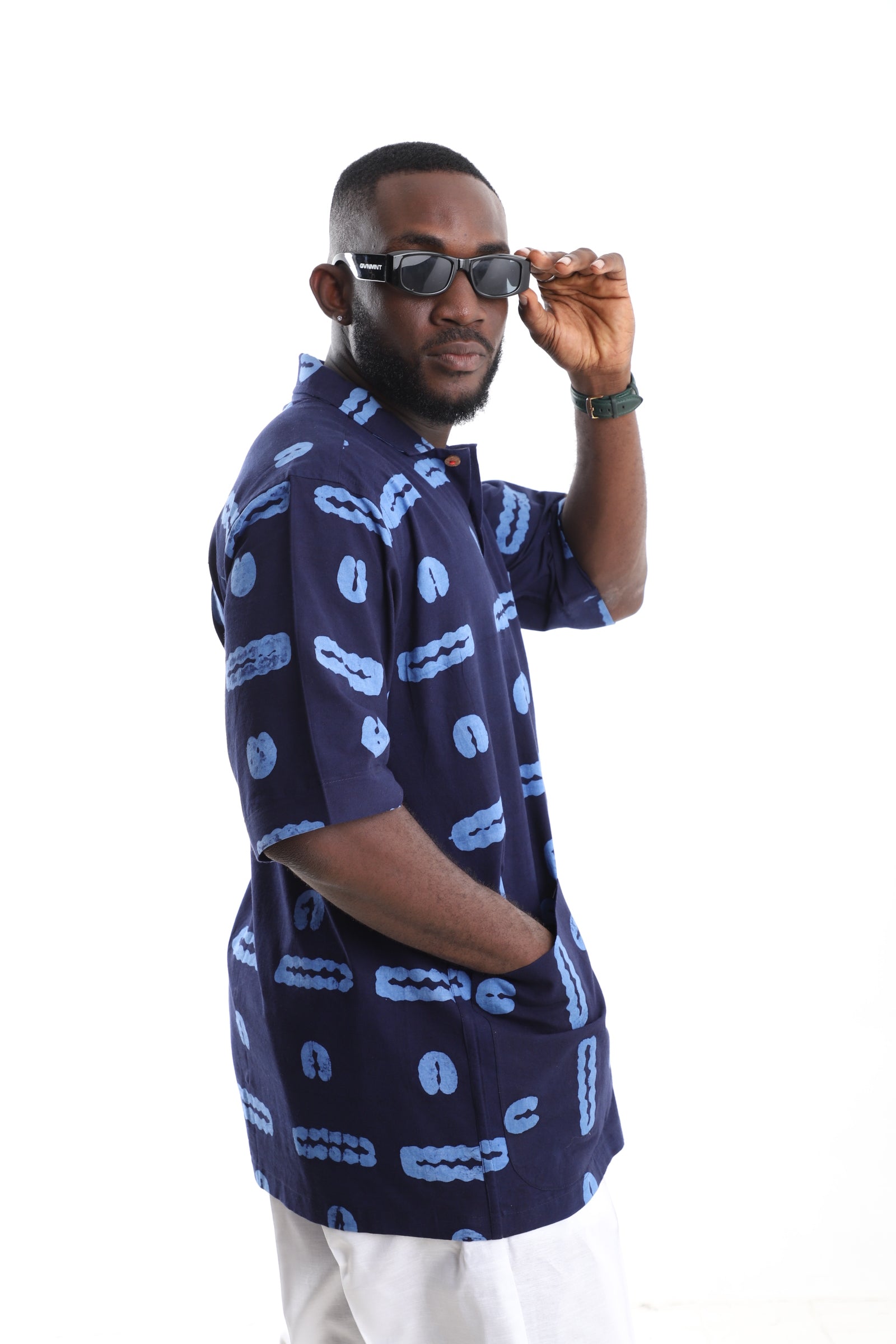 The Indigo Artisan | Hand-Dyed Adire Utility Button-Down