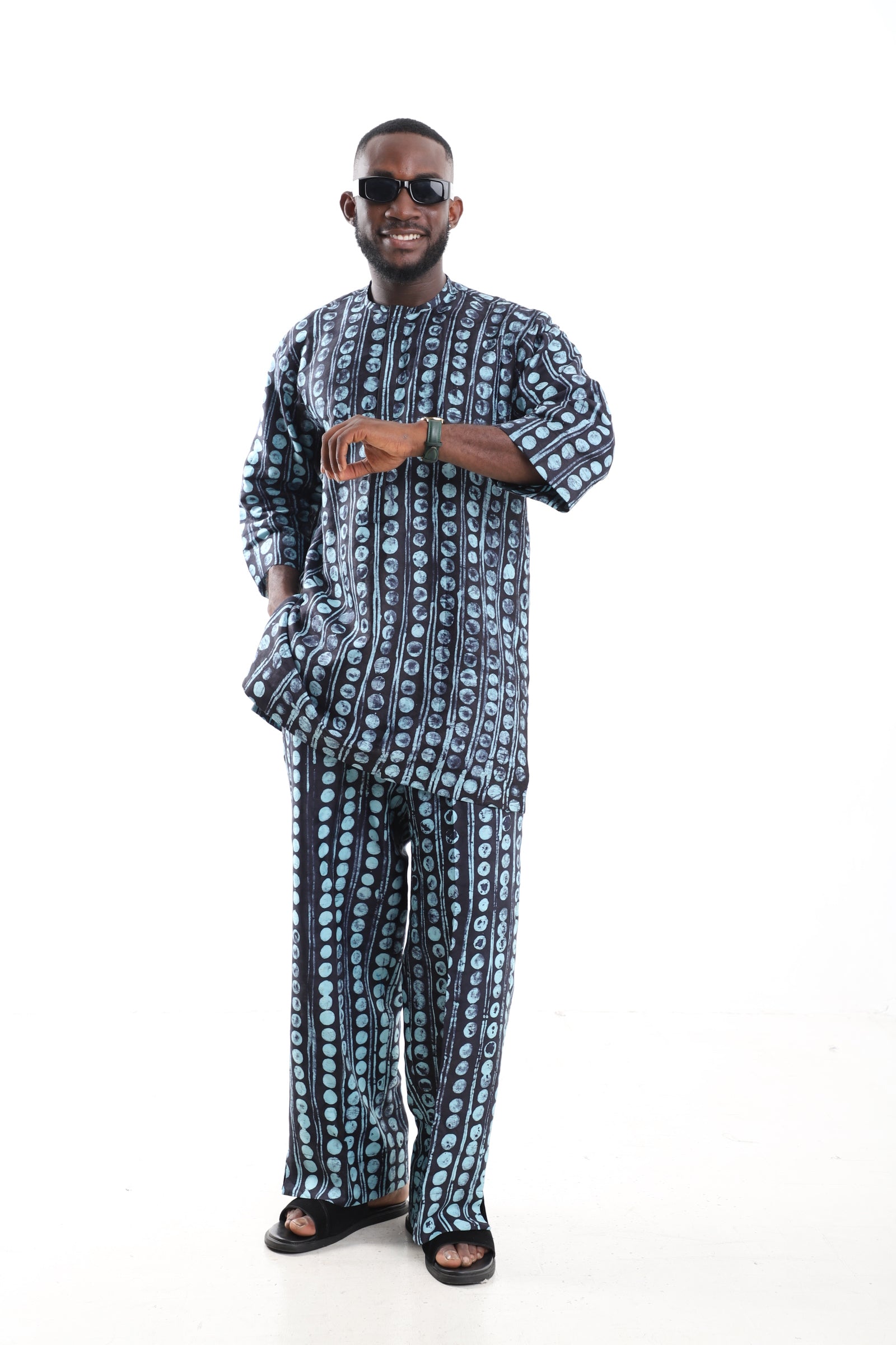 The Indigo Rhythm | Hand-Dyed Adire Two-Piece Tunic &amp; Trouser Set