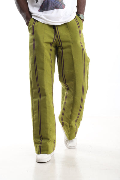 Lime Green Aso-Oke Hand-Woven Trousers