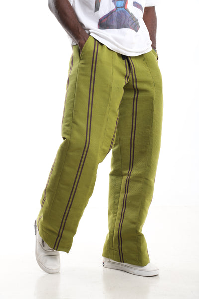 Lime Green Aso-Oke Hand-Woven Trousers