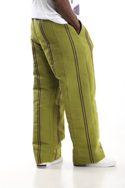 Lime Green Aso-Oke Hand-Woven Trousers
