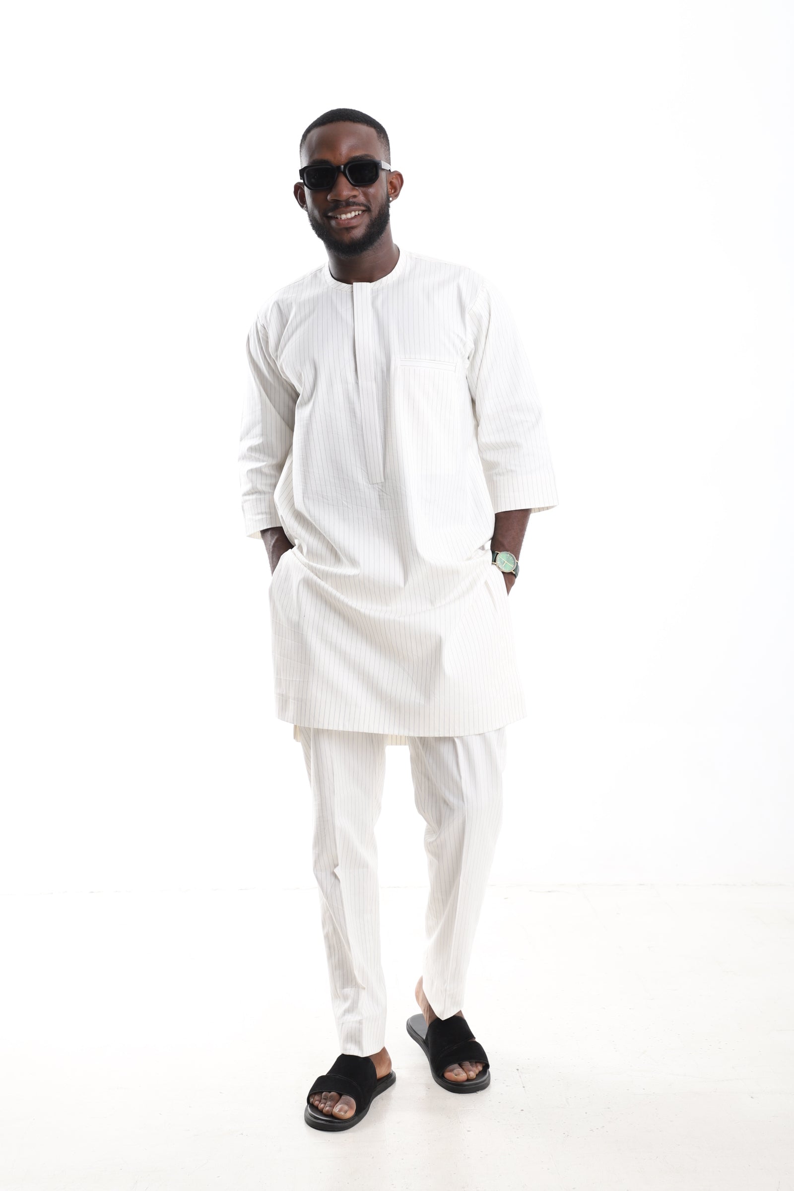 Ivory Pinstripe Senator Wear Set