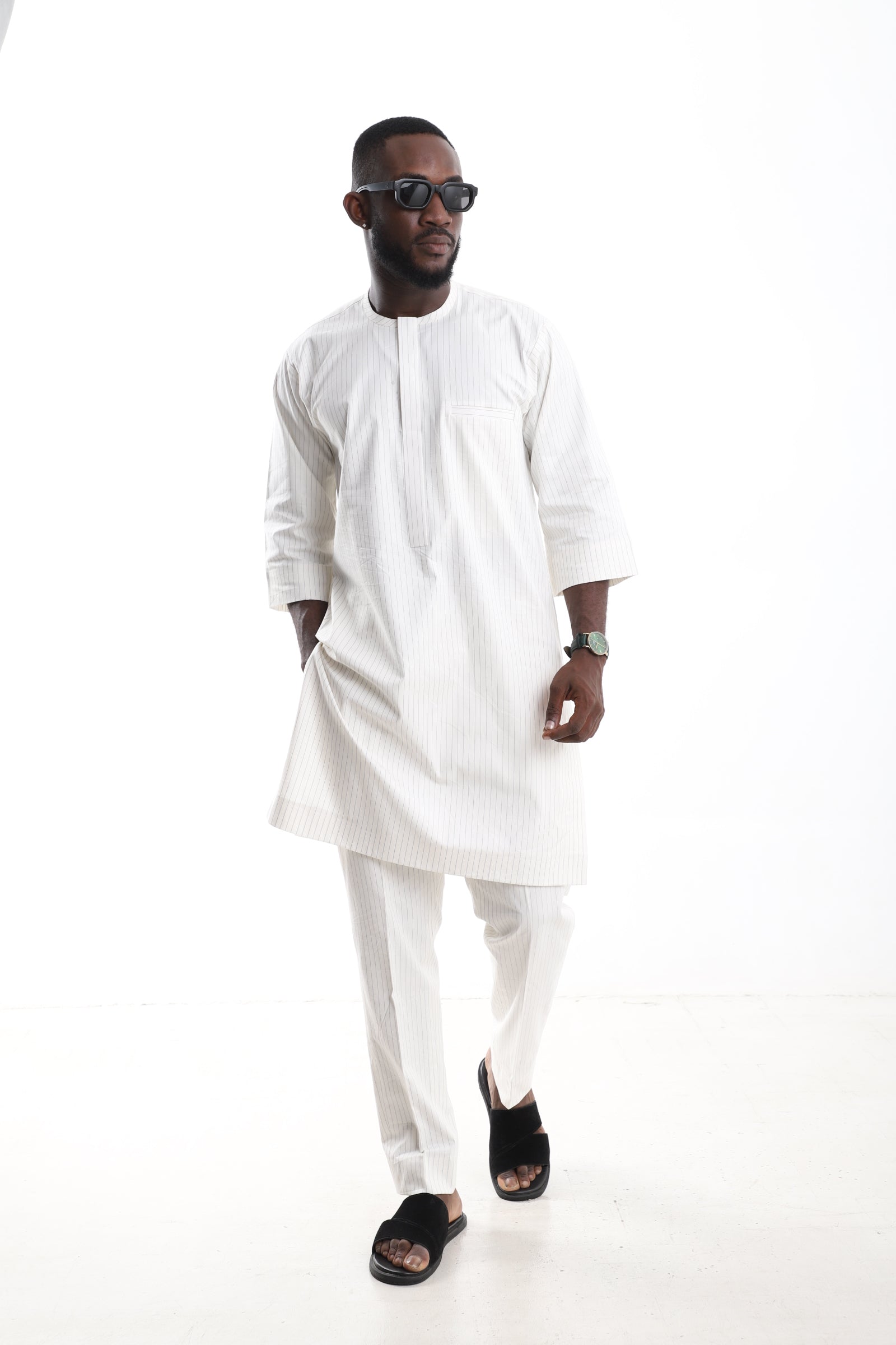 Ivory Pinstripe Senator Wear Set
