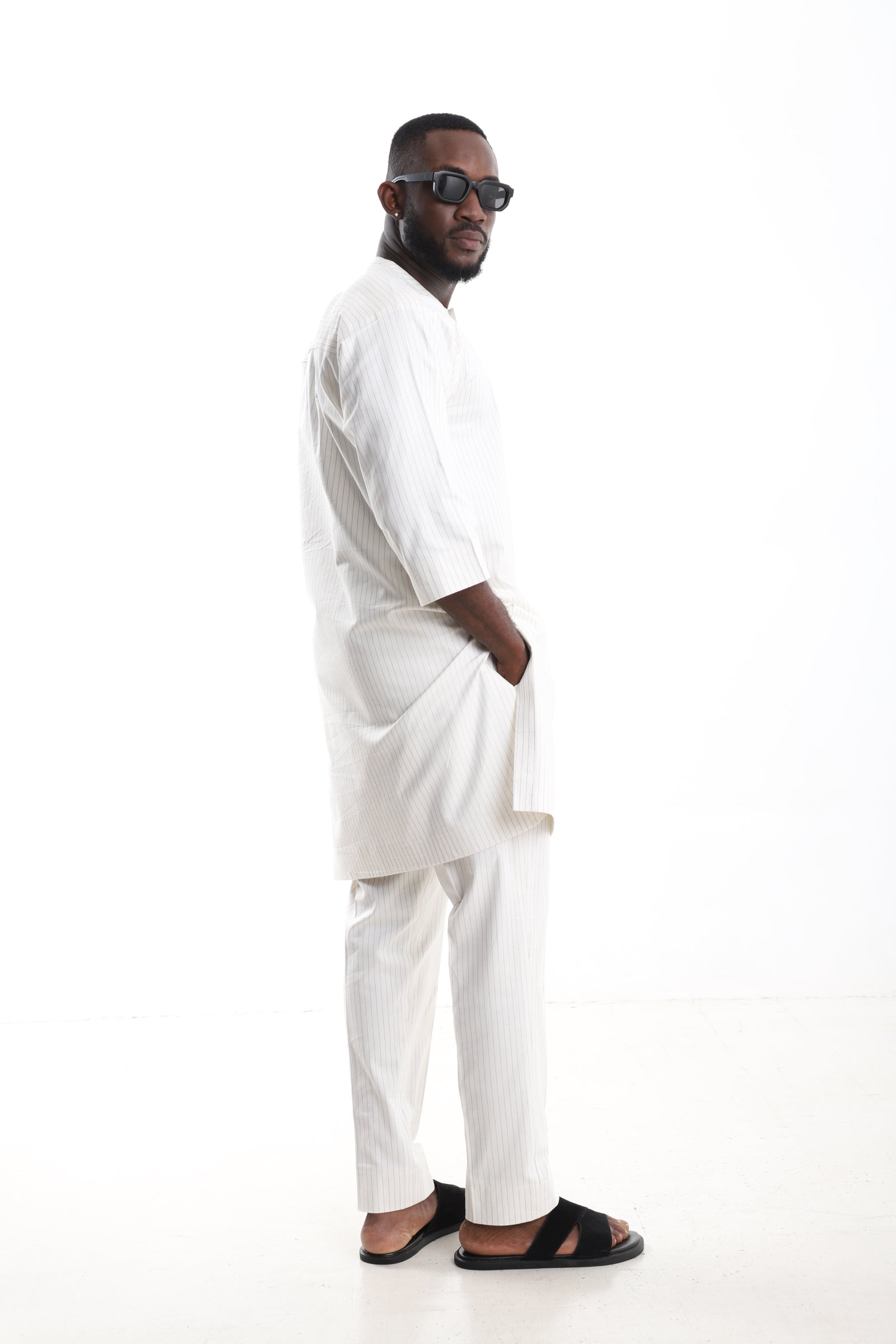 Ivory Pinstripe Senator Wear Set