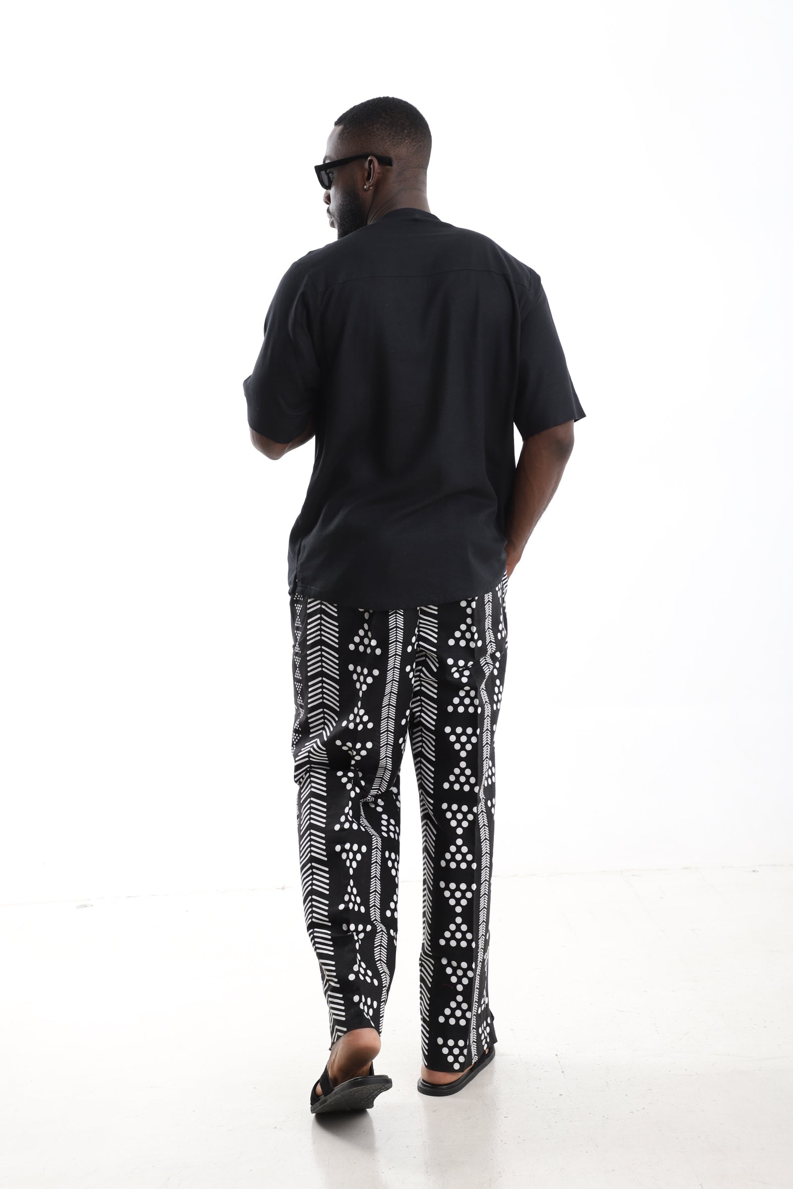 Monochrome Tribal Trousers &amp; Minimalist Linen Top Set