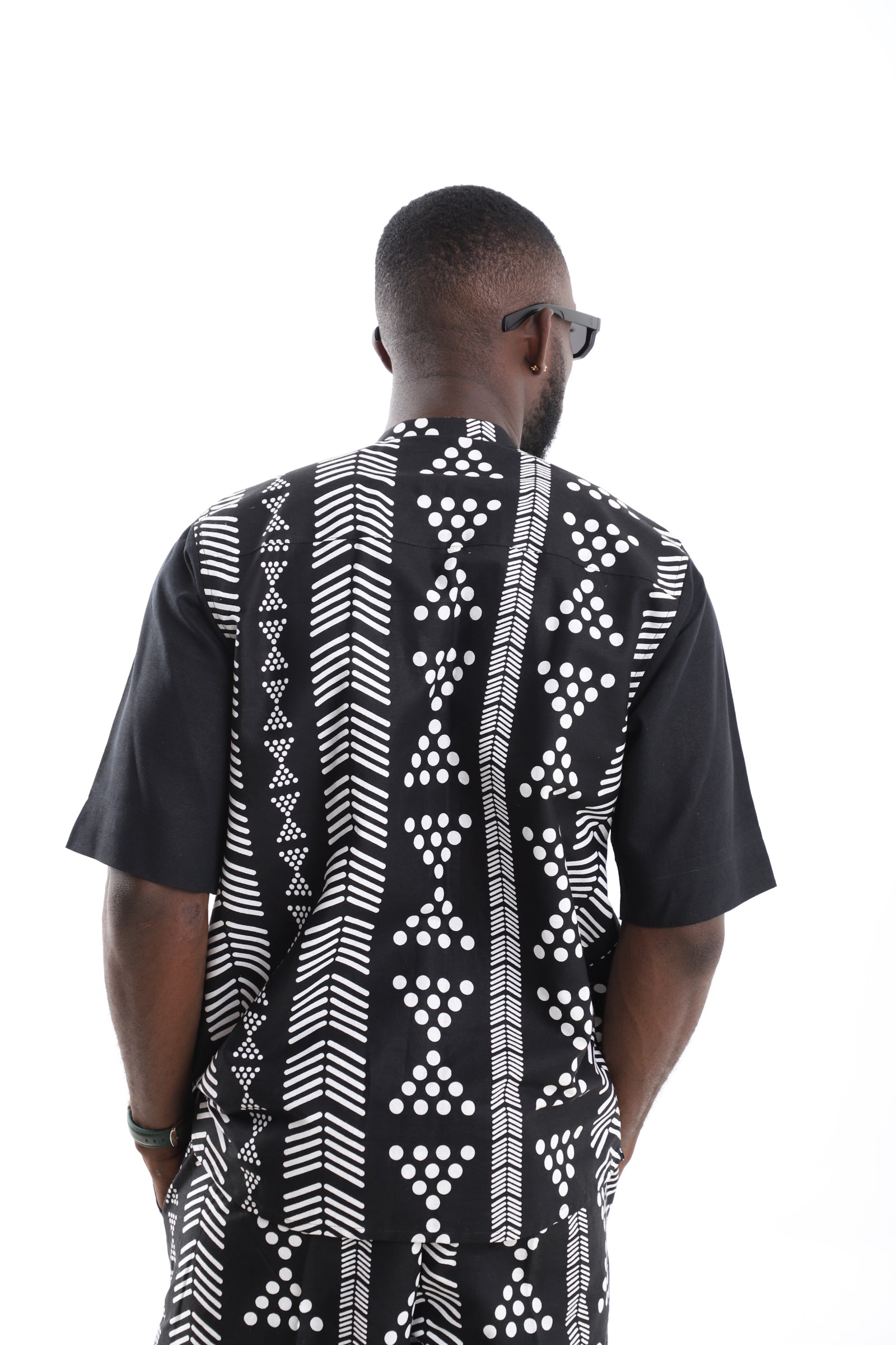 Monochrome Tribal Print Linen Shirt
