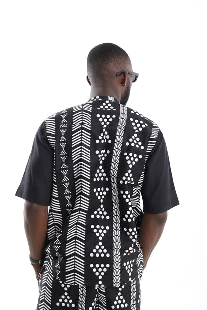 Monochrome Tribal Print Linen Shirt
