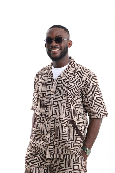 The Earth Labyrinth | Hand-Dyed Adire Utility Camp Shirt